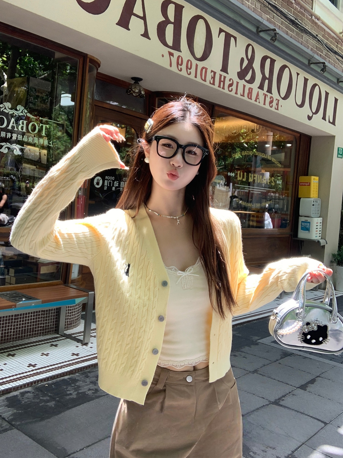 V-Neck Cable Knit Cardigan Sweater for Women Fall 2026 New Style