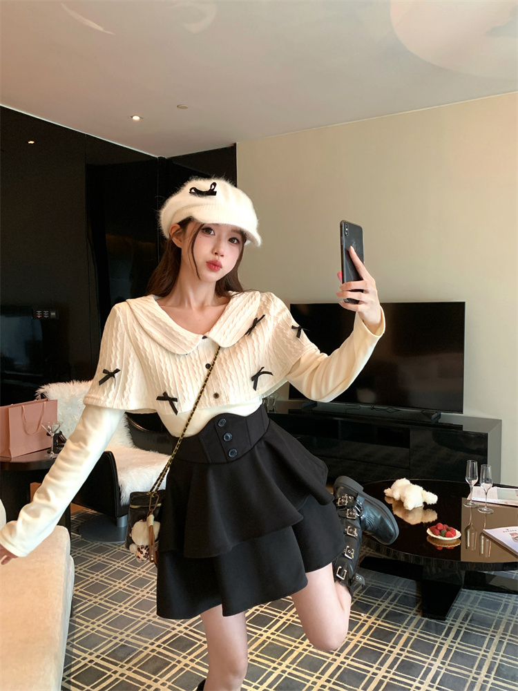 Women's Cotton Spring Fashion Set with Short Skirt - Slim Fit Casual Two-Piece Outfit