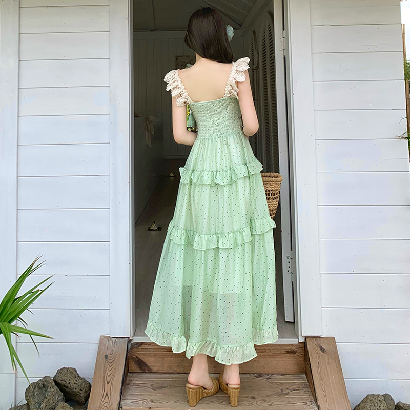 French Sleeveless Dress 2026 Summer New Waist-Cinching Slimming Large Swing Long Dress Tea Break Style - Image 4