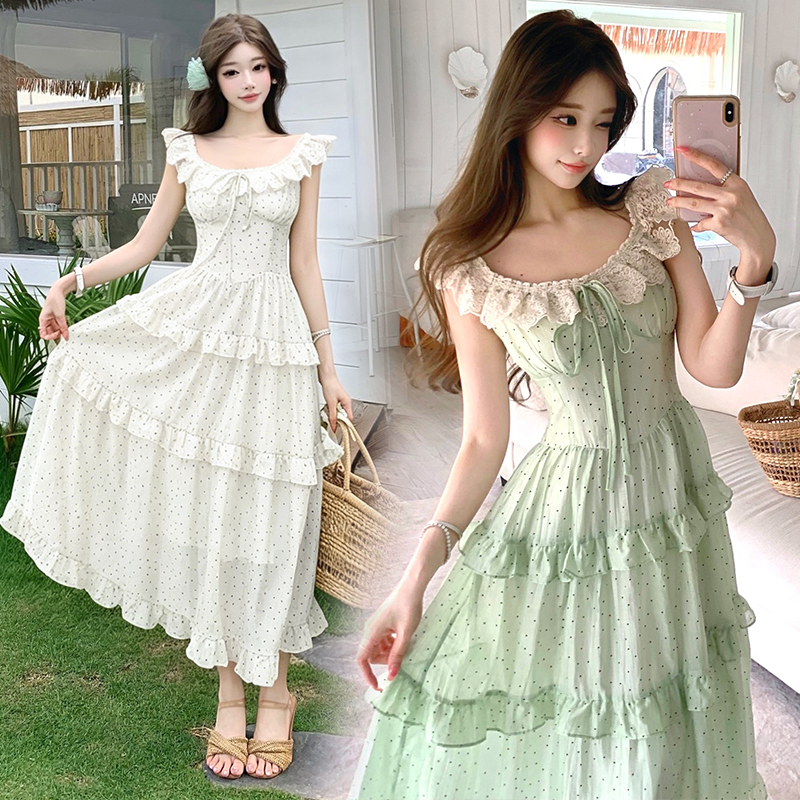 French Sleeveless Dress 2026 Summer New Waist-Cinching Slimming Large Swing Long Dress Tea Break Style - Image 2