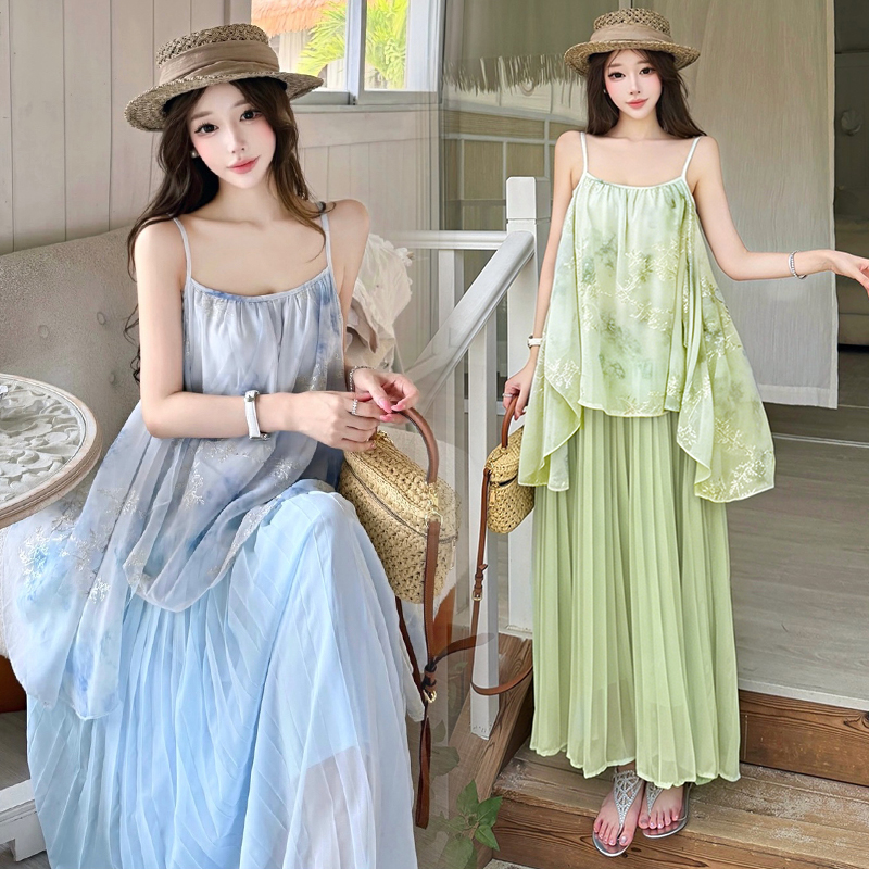 Sleeveless Floral Chiffon Maxi Dress French Style Summer New - Image 2