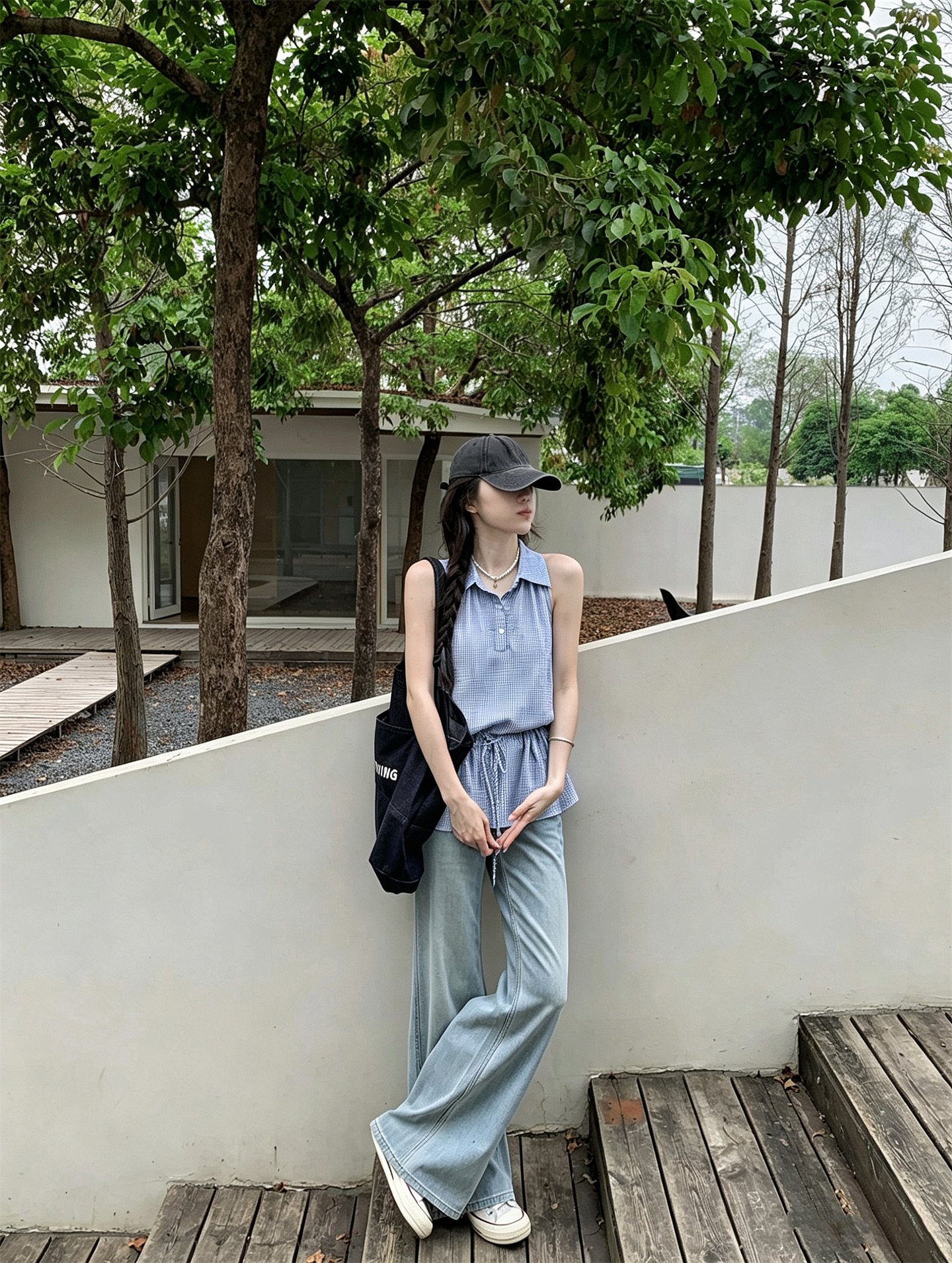 Sweet Textured Ruffle Drawstring Sleeveless Top - Image 3