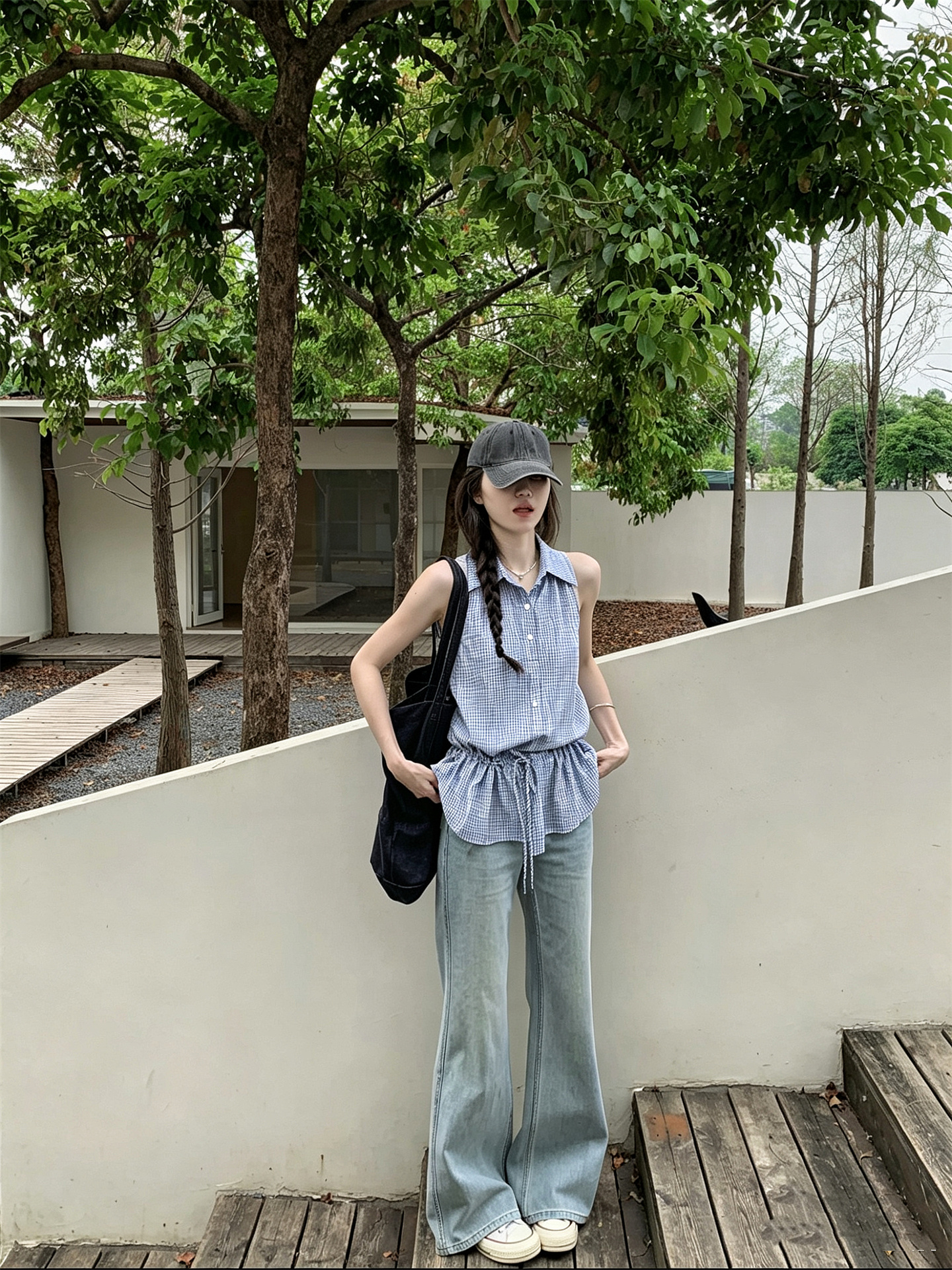 Sweet Textured Ruffle Drawstring Sleeveless Top - Image 4