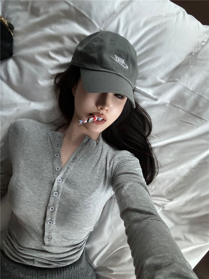 Women's Half-Open Neck Long Sleeve T-Shirt Summer 2026 New Slim Fit Base Layer Top - Image 3