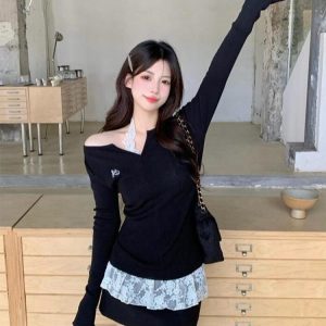 Women's V-Neck Long Sleeve T-Shirt Slim Fit Layering Top 2026 Summer New