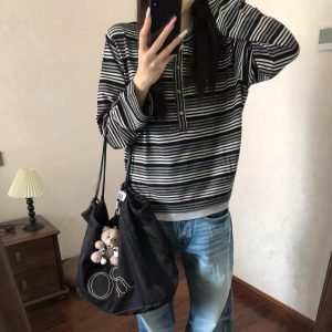 Korean Retro Striped Faux-Layer Long-Sleeve T-Shirt for Women 2026 Winter New Youthful Pure Allure Drape